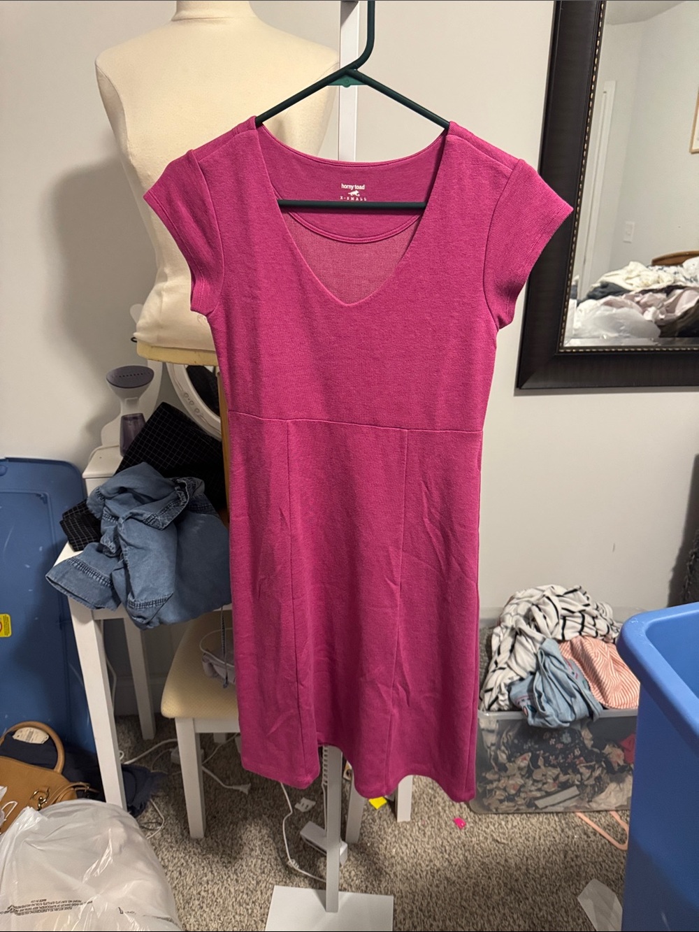 Horny Toad Berry-Pink Short Sleeve V-Neck Knit Dress